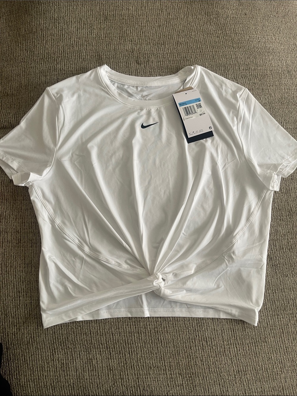 Nike White Short-Sleeve Knot Front Athletic Tee